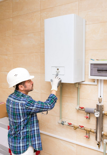 Man testing boiler