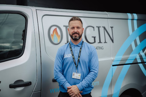 origin logo on van